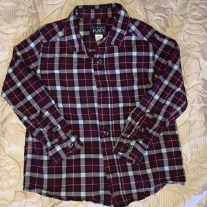 Burgundy and navy button down shirt